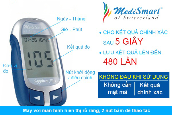 Máy đo đường huyết Medismart Sapphire Plus