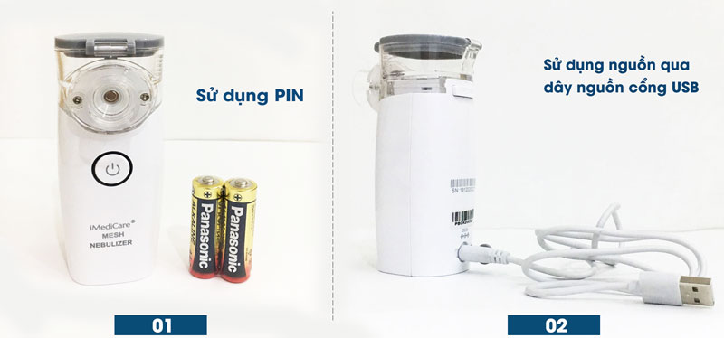 máy xông khí dung siêu âm dùng pin hoặc nguồn - Thiết bị y tế giá gốc tại Đà Nẵng