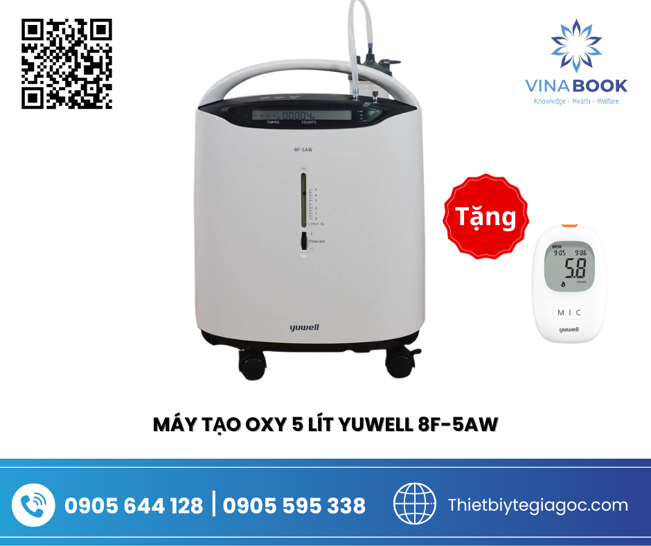 Máy tạo oxy 5 LÍT Yuwell 8F-5AW Tặng Máy bộ máy đo đường huyết Yuwell - thiết bị y tế đà nẵng Máy tạo oxy 5 LÍT Yuwell 8F-5AW Tặng Máy bộ máy đo đường huyết Yuwell - thiết bị y tế đà nẵng