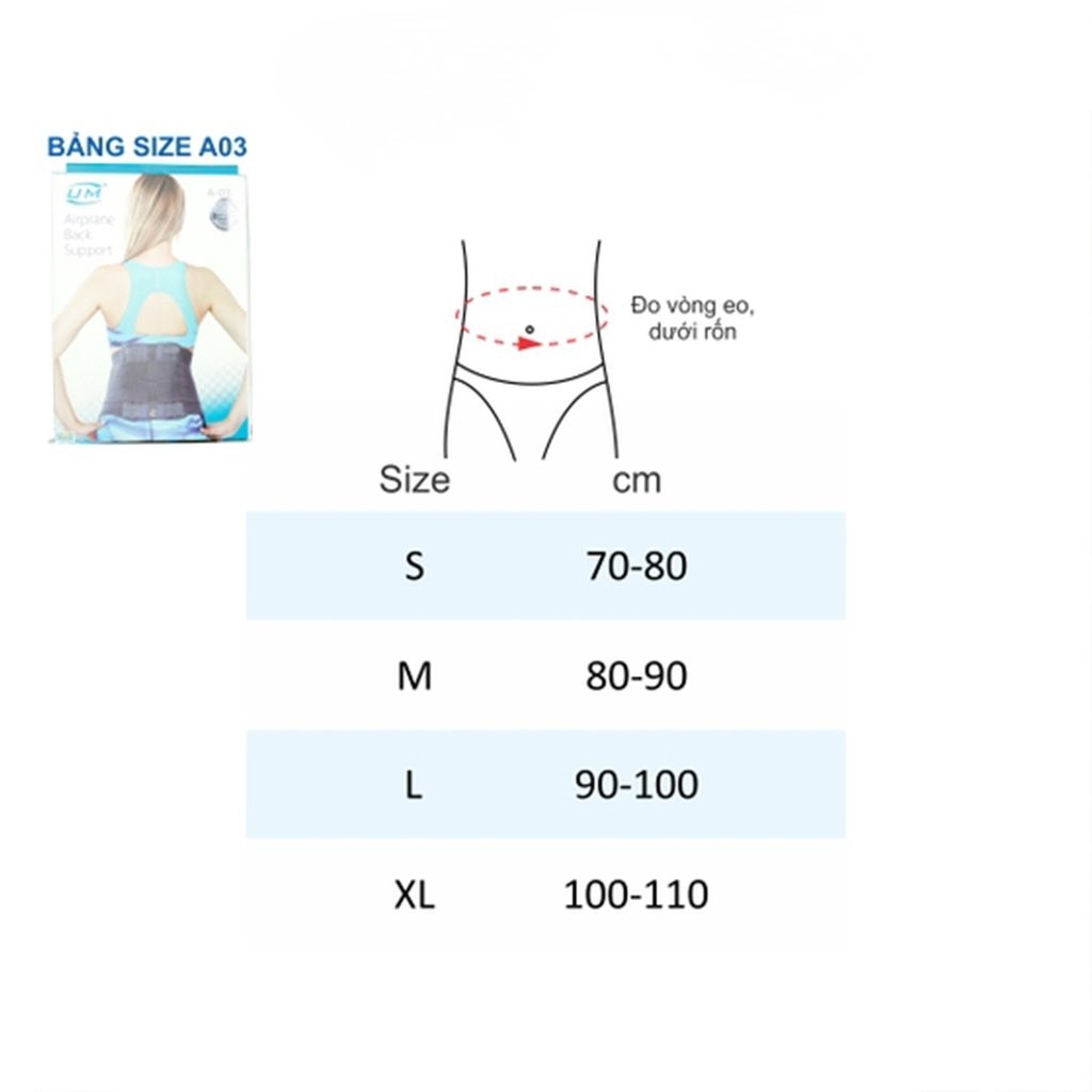 bảng đo size đai cột sống thắt lưng bảng đo size đai cột sống thắt lưng