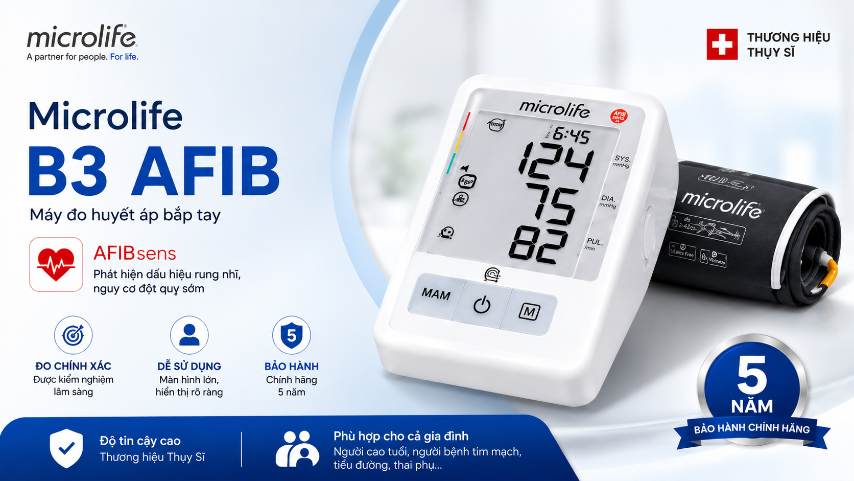 máy đo huyết áp Microlife B3 AFIB thiết bị y tế giá gốc đà nẵng