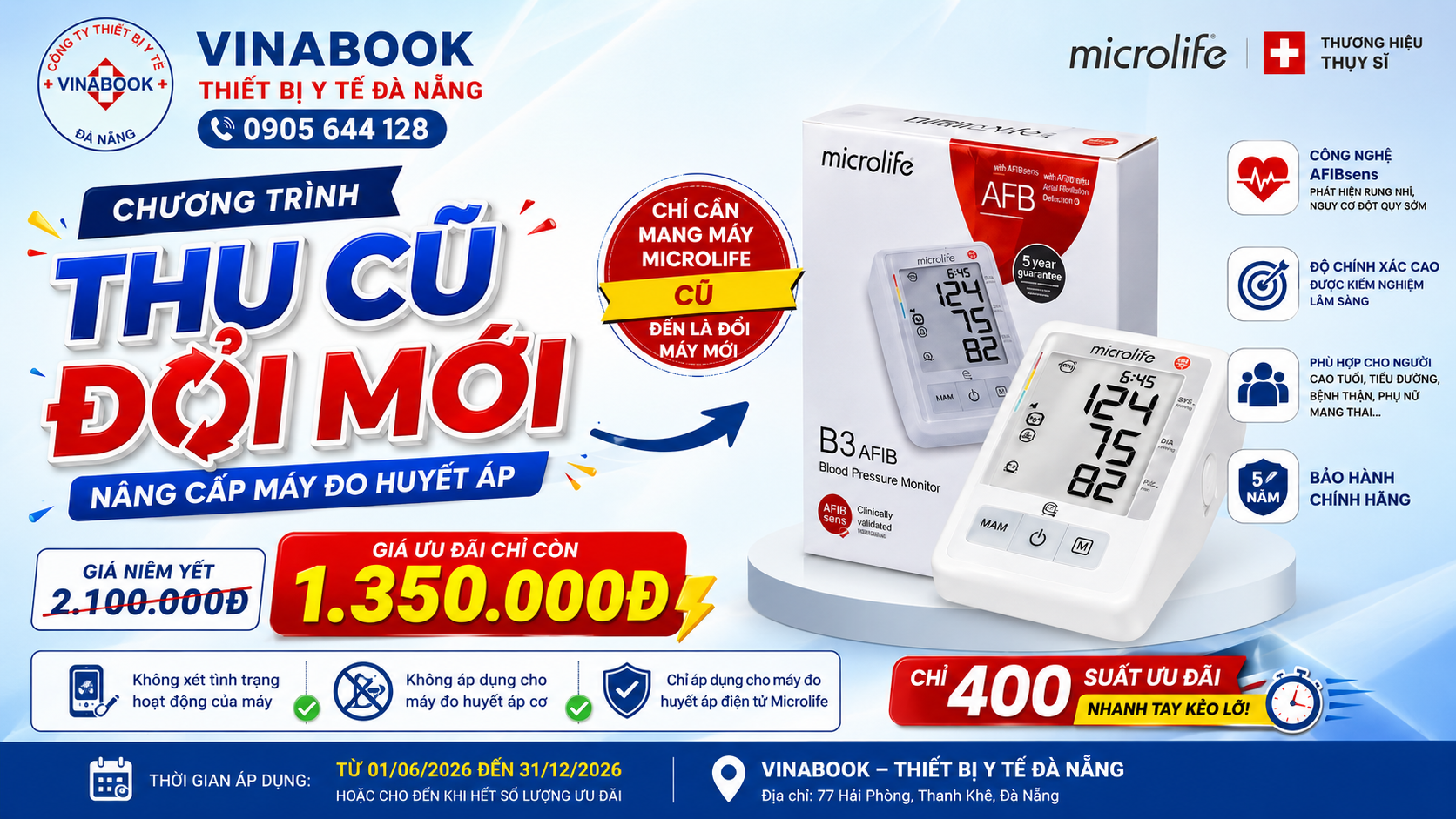 thu cũ đổi mới máy đo huyết áp microlife